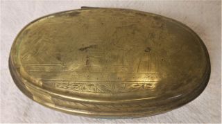 Great 18th Century Antique Dutch Brass & Copper Engraved Snuff Box