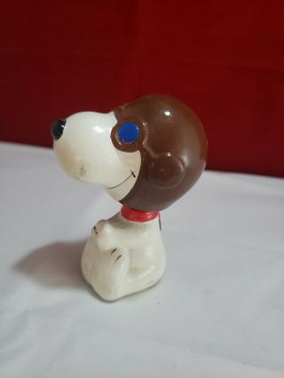 Vintage Snoopy Peanuts Red Baron Nodder Bobblehead 4 " Ceramic Ufs 1965