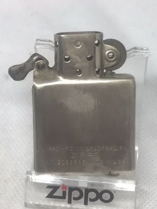 Vintage 1946 - 47 Nickel Silver Zippo Lighter 14 Hole 2032695 Insert Only - 2