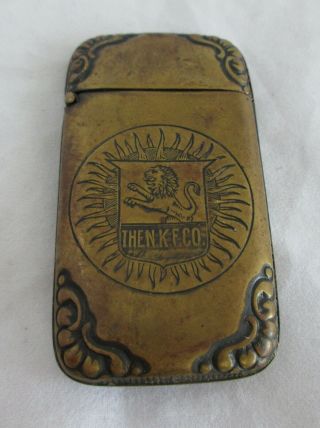 Unusual Advertising Antique Brass Match Safe Holder Fairy Soap,  The N.  K.  F.  Co.