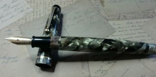 Vintage Wyverne Perfect Pen No.  81 Fountain Pen Marbled Green/black Gc Gwo