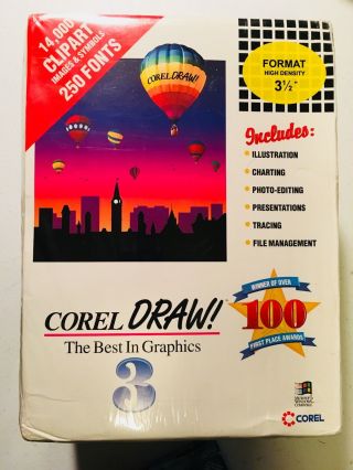 Vintage Corel Draw Version 3 (3.  5 " Hd Diskettes) Editing,  Photos,  Files,
