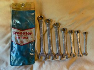 Vintage Kraeuter 7 Piece Wrench Set 1/4 " - 5/8 " No.  56507 American Made