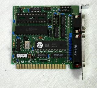 Vintage 8 Bit Isa Mini 286 Courier Parallel Serial I/o Card Dtk Pti - 210