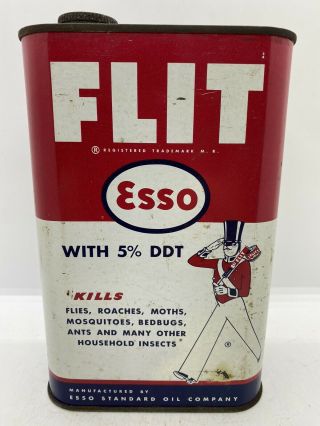 Old Gas & Oil Collectible Vintage Flit Esso Standard Oil Co.  Advertising Tin Can