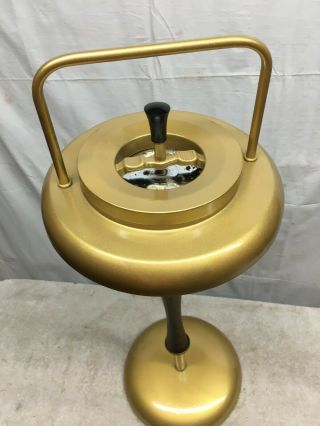 VTG Mid Century Danish Modern Gold Painted Ashtray Stand Push Down Spin 2