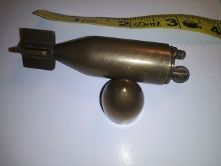 Vintage Wwi Wwii Handmade Trench Art Brass Figural Bomb Lighter