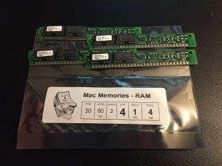 4x 1mb 30 - Pin 2 - Chip (non - Parity) 60ns Fpm Memory Simms 4mb Apple Macintosh