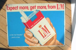 Vintage L&m Cigarette Metal Advertising Sign 24 " X 18 "
