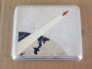 Rare Vintage Ussr Russian Space Aluminium Cigarette Case - 1960 