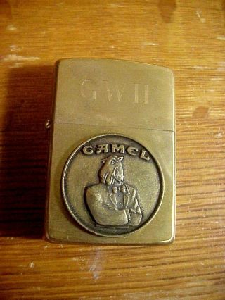 Zippo Joe Camel Cigarettes Vintage Brass Lighter Unfired With Papers