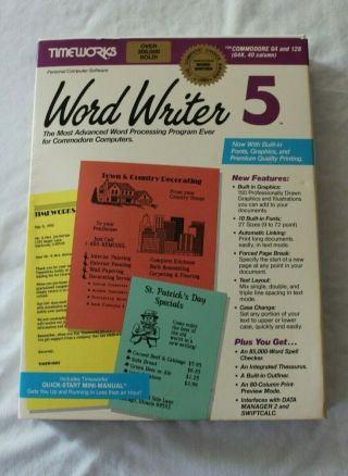 Vintage Timeworks Word Writer 5 Commodore 64/128 Word Processing Software