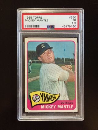1965 Topps 350 Mickey Mantle Psa 1.  5 Fr Hof York Yankees