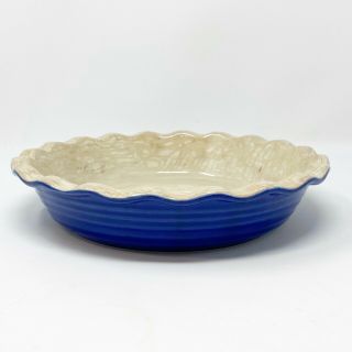 Emile Henry Ceramic Pie Dish 3166 Made In France 10 " Round Ruffled Edge Vintage