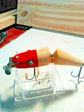 VINTAGE OLD LURE CREEK CHUB DOUBLE JOINTED WOODEN GLASS EYED PIKIE FROM THE 20 ' S 3