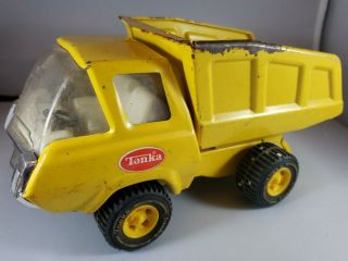 Vintage 70s Tonka Dump Truck 9 " Yellow Pressed Steel