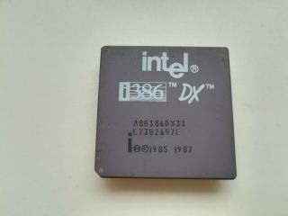 Intel A80386dx - 33,  386dx,  A80386dx33,  Vintage Cpu,  Gold