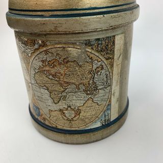 Vtg Comoys Of London Humidor Tobacco Jar Container Ceramic World Map Globe 3