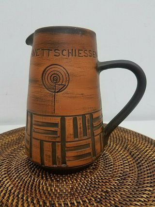 Vintage Frick Keramik Swiss Pitcher Vase Brown Mid Century 50 