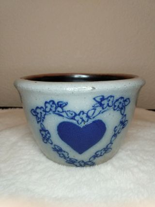 Vintage Salmon Falls Pottery Stoneware Bowl Heart Dover Nh 2 3/4 H 4 1/2 W