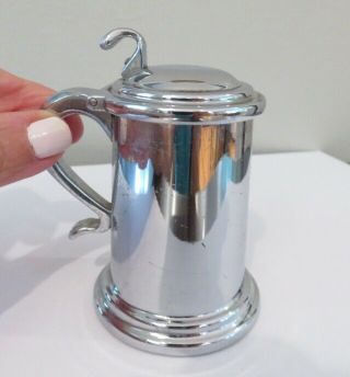 Vintage Chrome Finish Dunhill Tankard Table Petrol Lighter As Found