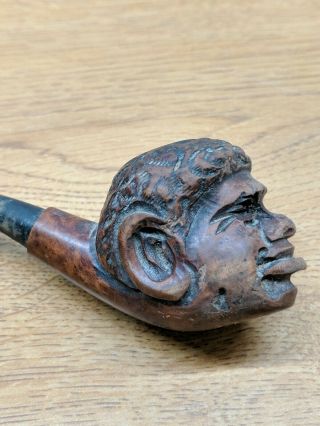 Vintage Antique Black Americana Memorabilia Hand Carved Briar Pipe