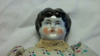 Antique China Doll with Porcelain Head,  Hands and Feet & Cloth Body,  VGC 2