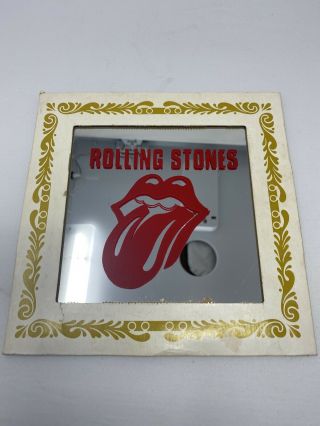 Vintage Rolling Stones Carnival Prize Bar Mirror Painted Glass Picture 6”x6”