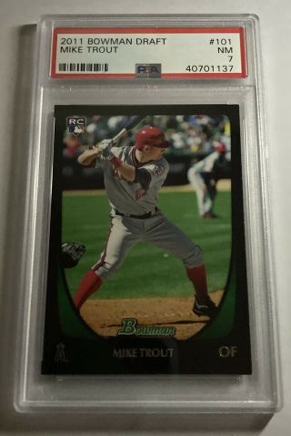2011 Bowman Draft 101 Mike Trout Rc Rookie Angels Psa 7