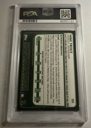 2011 Bowman Draft 101 Mike Trout RC Rookie Angels PSA 7 2