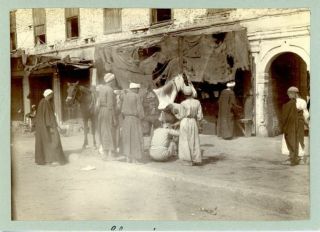 Egypte,  Le Caire,  Scène De Rue Au Caire Vintage Print.  Tirage Albuminé 8,