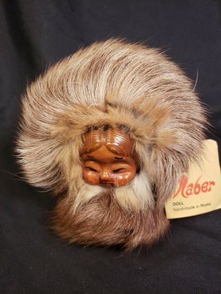Vintage Naber Kid Eskimo Doll Retired Wood Alaska Hand - Made