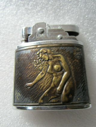 Antique Wwii Luxe (hibiya & Co.  Uk) Cigarette Lighter Trench Art Nude Figure