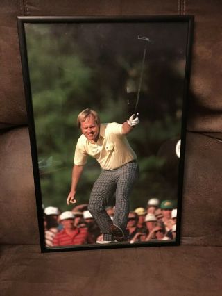 Framed Vintage Color Photograph Of Jack Nicklaus Golf Professional