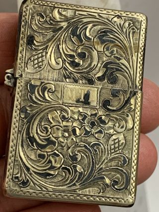 Vintage.  800 Silver Engraved Pocket Lighter Case With A Zippo Insert