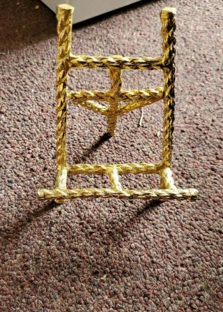 Vintage Chinoiserie Rope Look Easel Photo Art Plate Picture Stand.