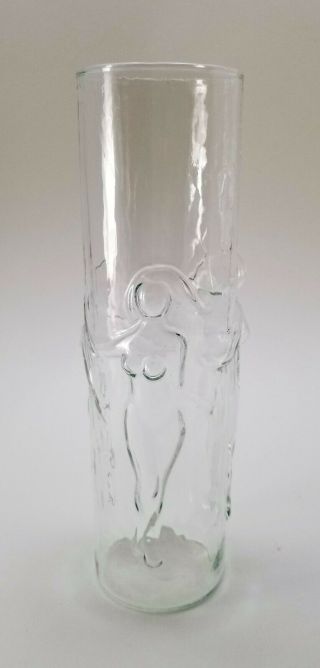 Vintage Libbey La Femme 3d Nude Naked Dancing Ladies Women Cocktail Glass Vase