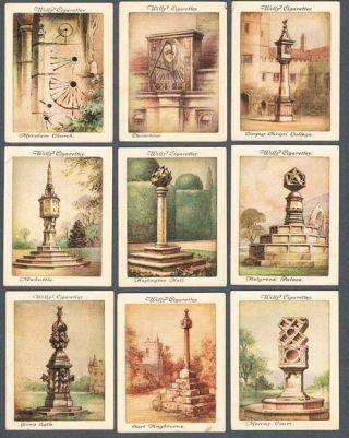 1928 Wills’s Cigarettes Old Sundials Large Tobacco Cards Complete Set Of 25