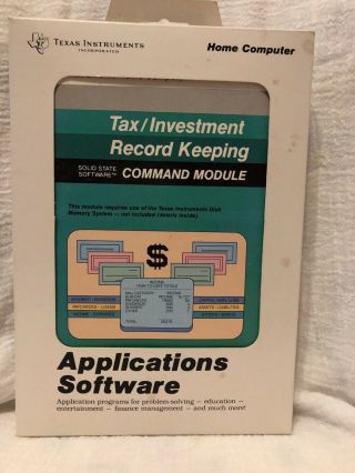 Texas Instruments Ti - 99/4a Tax/investment Command Module Cartridge & Booklet