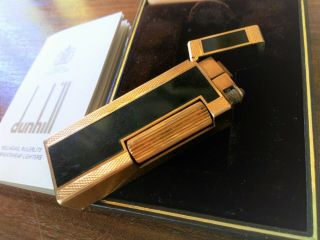 Vintage Dunhill Black & Gold Rollagas Lighter Boxed, .