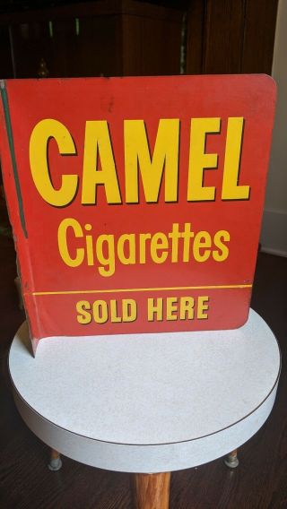 Vintage 1950’s Camel Cigarettes Flanged Metal Sign Tin Tobacco Great Color