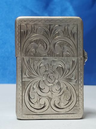 Vintage Zippo Lighter In Sterling Silver Case