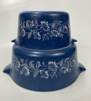 Set Of 2 Vintage Pyrex Colonial Mist Cinderella Mixing Bowls | 473,  475 - B