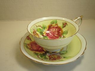 Vtg Paragon England Fine Bone China Large Roses Decorated Cup & Saucer Set