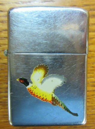 Zippo Lighter Colorful Ring Neck Pheasant On Front 1940 - 1953 Date Stamp