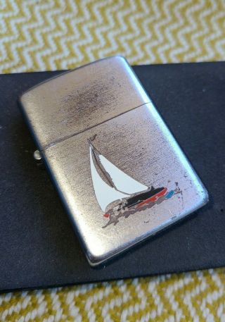 Vintage Zippo Lighter Pat 2517191 Pat.  Pend.  Sailboat Rare