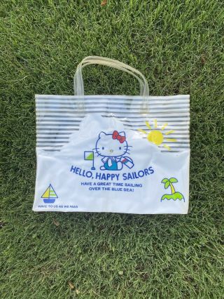 Rare Vintage 1976 Sanrio Hello Kitty Plastic Tote Bag Japan