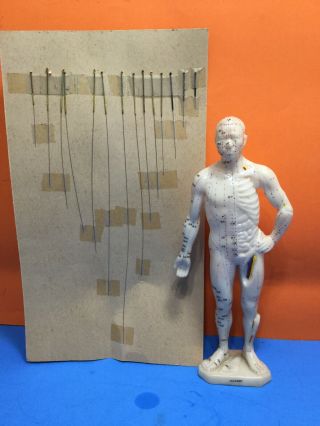 Vintage Training Acupuncture Mannequin And Needles - A