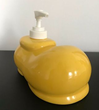 Disney Mickey Mouse Ceramic Yellow Shoe Soap Pump Dispenser,  Rare,  Htf,  Vintage