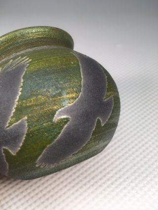 Jeremy Diller VTG Pottery Eagle Bowl With Tag Miniature Raku Signed Art Studio 3